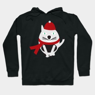 Cartoon Cat with Red Hat and Scarf Hoodie